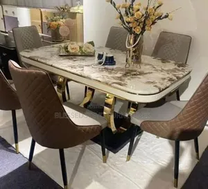 Gold Marble Dining Table With 6 Chairs