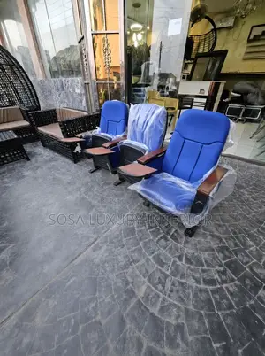 Modern Blue Auditorium Chair With Writing Pad