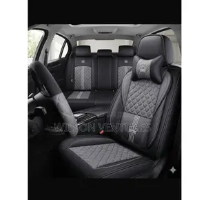 Universal 5 Seater Leather Car Seat Gray Black