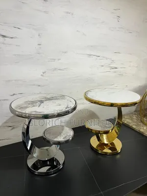 Luxury Marble Top Side Table – Polished Steel Gold Finish