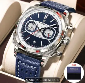 Poedagar Luxury Chronograph Men's Watch With Leather Strap