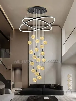 Modern Spiral Glass Orb Staircase Chandelier