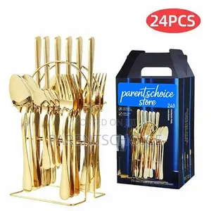 24 Pieces Gold Plated Cutlery Set