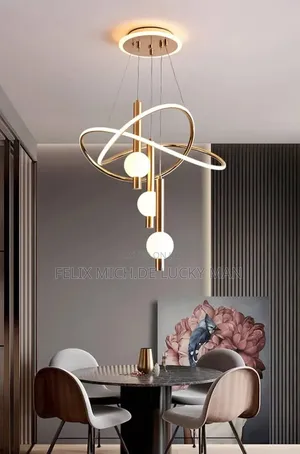 Modern Gold-Finished Led Chandelier With Interconnected Rings