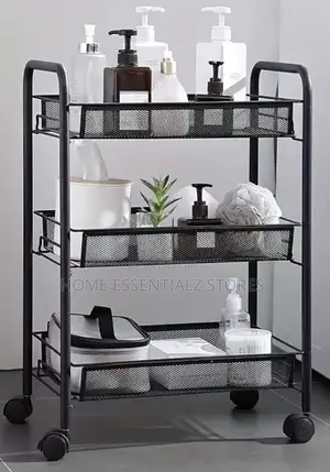 3-Tier Rolling Utility Storage Cart – Heavy Duty Mesh Storage Cart