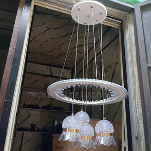 Modern Led Pendant Lights With a Crystal Fringe Halo Ring Design
