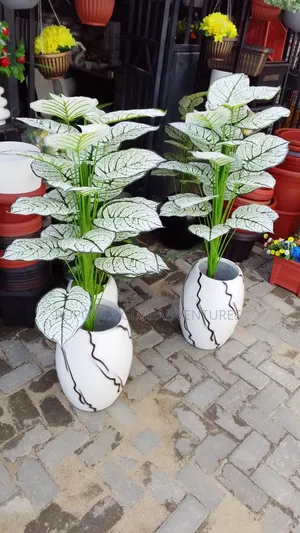 Fiber Pot With Artificial Flower
