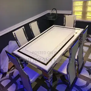Classic Imported Marble Dining Table 6 Chairs