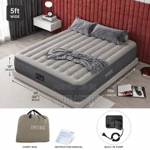 Intex Durabeam 5ft(W) X 6ft(L) 18”(H) Air Mattress With Built-in Pump