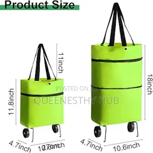 2-in-1 Foldable Shopping Bag With Wheels – Portable Reusable Bag