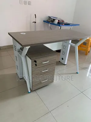 New Modern Metal and Wood Top Office Table.