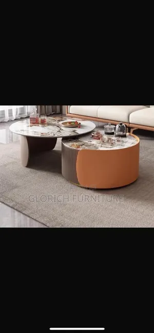 Luxury 2-piece Marble Nesting Center Table Set