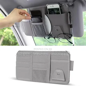 Car Sun Visor Organizer Storage With Multi-pocket Net Zipper