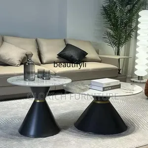 Luxury 2-Piece Marble Top Hourglass Center Table Set