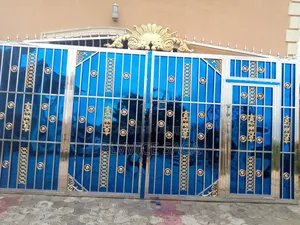 Blue and Gold Stainless Steel Gate