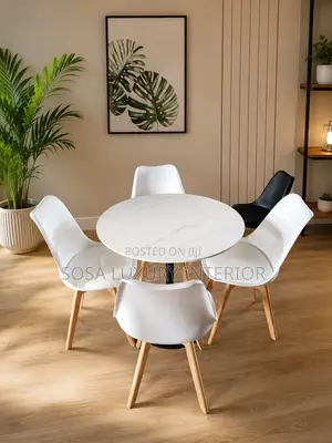 Modern Round Marble Dining Set (4 Seater)
