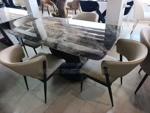 Unique Marble Top Dining Set by 6 Chairs.