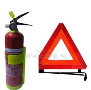 Set of Fire Extinguishers and C Caution