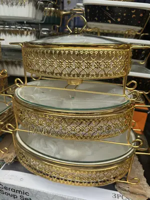 Gold 3 in 1 Ceramic Serving Dish