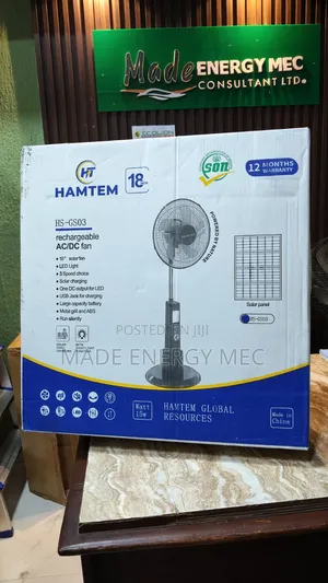 Hamtem 18” Rechargeable Solar/Ac-Dc Standing Fan – Hs-Gs03