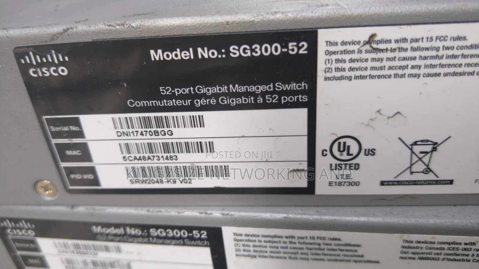Cisco Sg300-52 Managed Switch