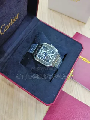 Cartier Skeleton Square Watch Silver Steel Style, Luxury Mens Watch