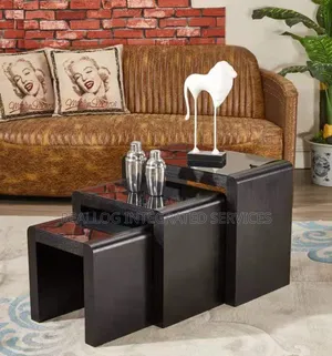 3in1 Wooden Modern Glass Top Table