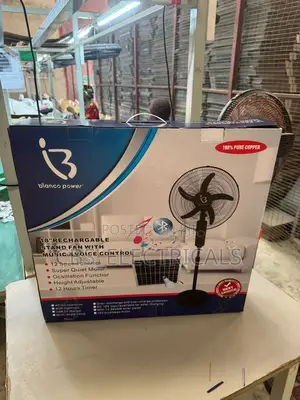 Bianco Power 18" Rechargeable Standing Fan – Voice Control Music!