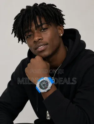 Blue Rubber Strap Men's Wrist Watch