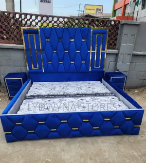 Quality Relaxable Set of Upholstery Padded Bedframe With 2 Side Drawer