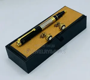 Luxury Black Gold Pen and Cufflink Set Executive Gift Box