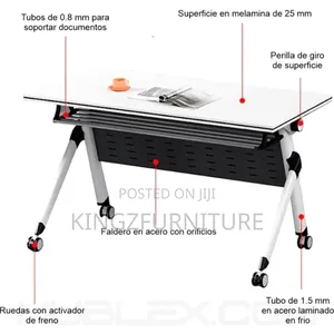 White 1.2 Meter Modern Mobile Flip-Top Training Table