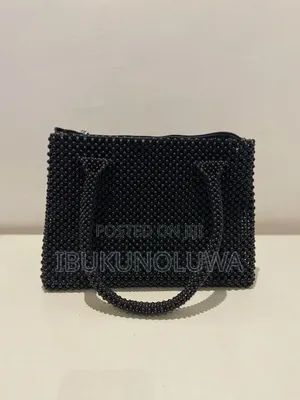 Luxury Big Black Beaded Bag for Elegant Ladies
