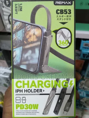 Remax 30w Type-C to L Fast Charging Cable Built-in 360° iPhone Stand