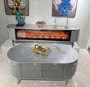 Complete Set of Luxury Fire Tv Stand and Big Center Table