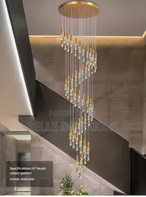Staircase Crystal Chandelier Gold Lightning