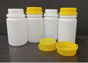 Vitamin C Supplement White Medicine Bottle With Yellow Cap - 100 PCS