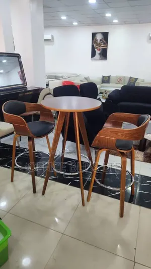 A Set Luxury Wooden Rotating Bar Stools High Table