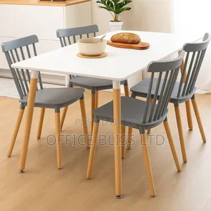 Rectangular Dinning Table 120 X 80 + 4 Windsor Chairs - Gray