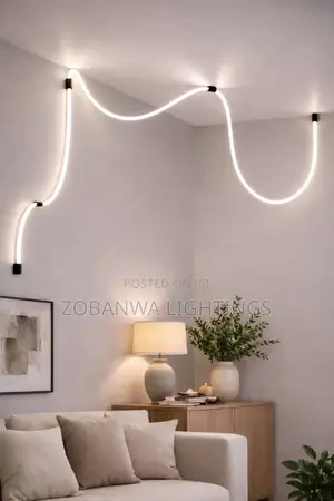 Modern Led Line Light Designer Chandelier Forvilla Duplex Living Room