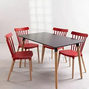 Rectangular Melamine Table 120 X 80 + 4 Windsor Chairs( Red Black)