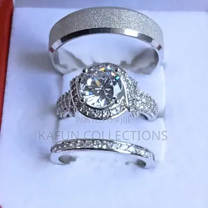 Original Titanium Steel And Solid Zirconia Couple's Ring Set