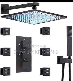 Thermostatic Shower Set –Led Rainfall Head + Hand Shower + Body Sprays