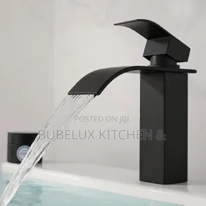 Matte Black Waterfall Basin Faucet – Modern Single Handle Tap*