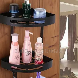 *Matte Black 2-Tier Corner Shower Caddy – Bathroom Storage Shelf*