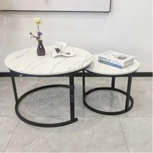 2 in 1 Faux Marble Wooden Center Table - White
