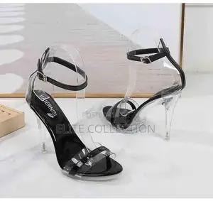 Glass Heels Sandals Colors Black Silver Packaging Luxury Packaging
