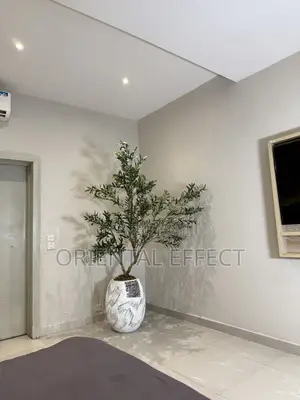 White Rustic Big Evo Pot With Artificial Olive Tree-Interior Design