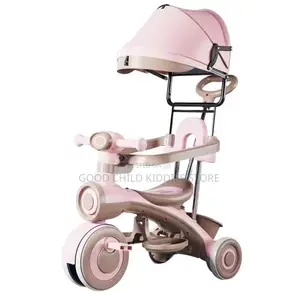 Kids Tricycle With Canopy for Sun Shed and Pusher for Easy Movement