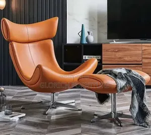 Luxury Leather Swivel Lounge Chair Ottoman Set – Designer Egg Chair
